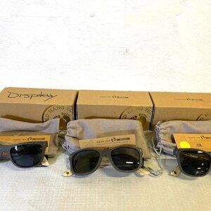 Hang Ten 10 Gold Wavefarer Polarized Round Sunglasses, rare wood grain/blue NWT